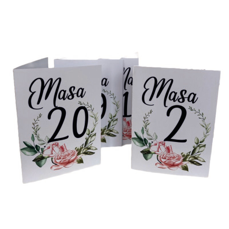 Numere de masă A5 – model 1 floral cu trandafiri roz