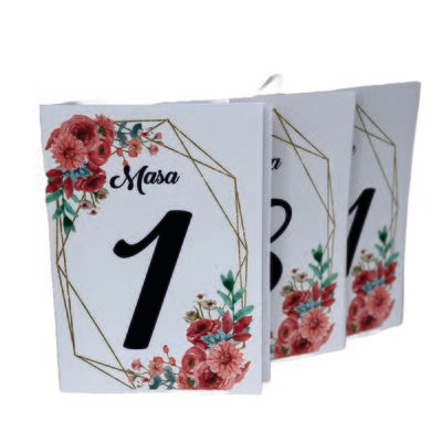 Numere de masă A5 pentru nuntă – model 4 floral