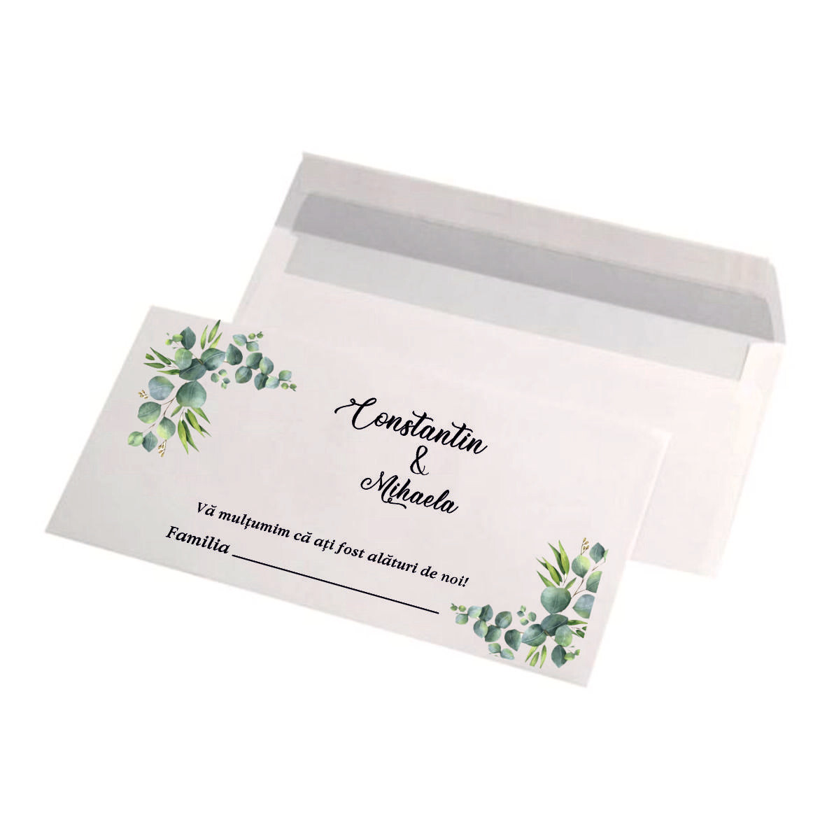 Plic bani nuntă personalizat – hârtie 80g, format DL