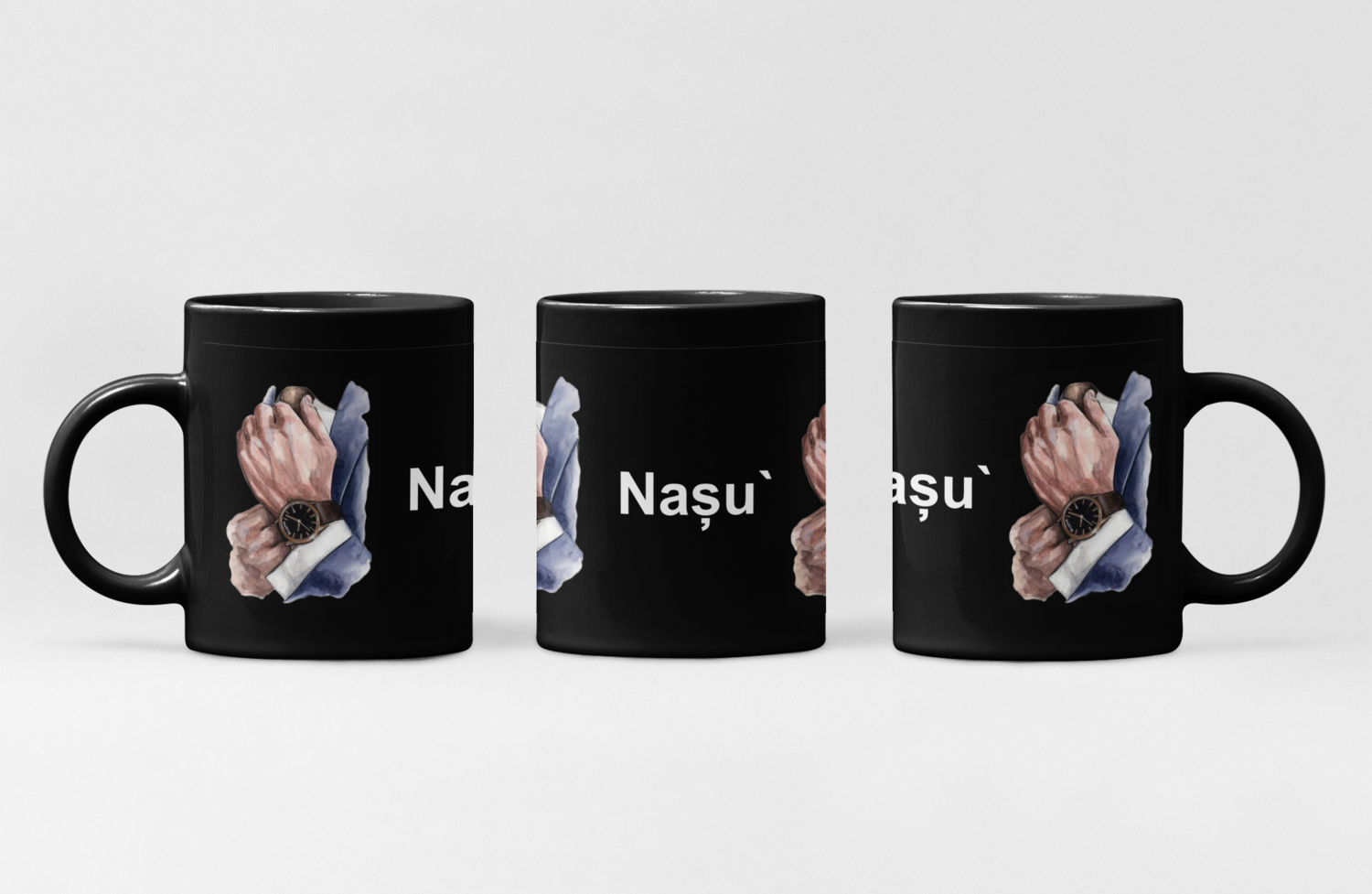Cană neagră „Nașu” – Cadou elegant și simbolic pentru cel mai tare naș