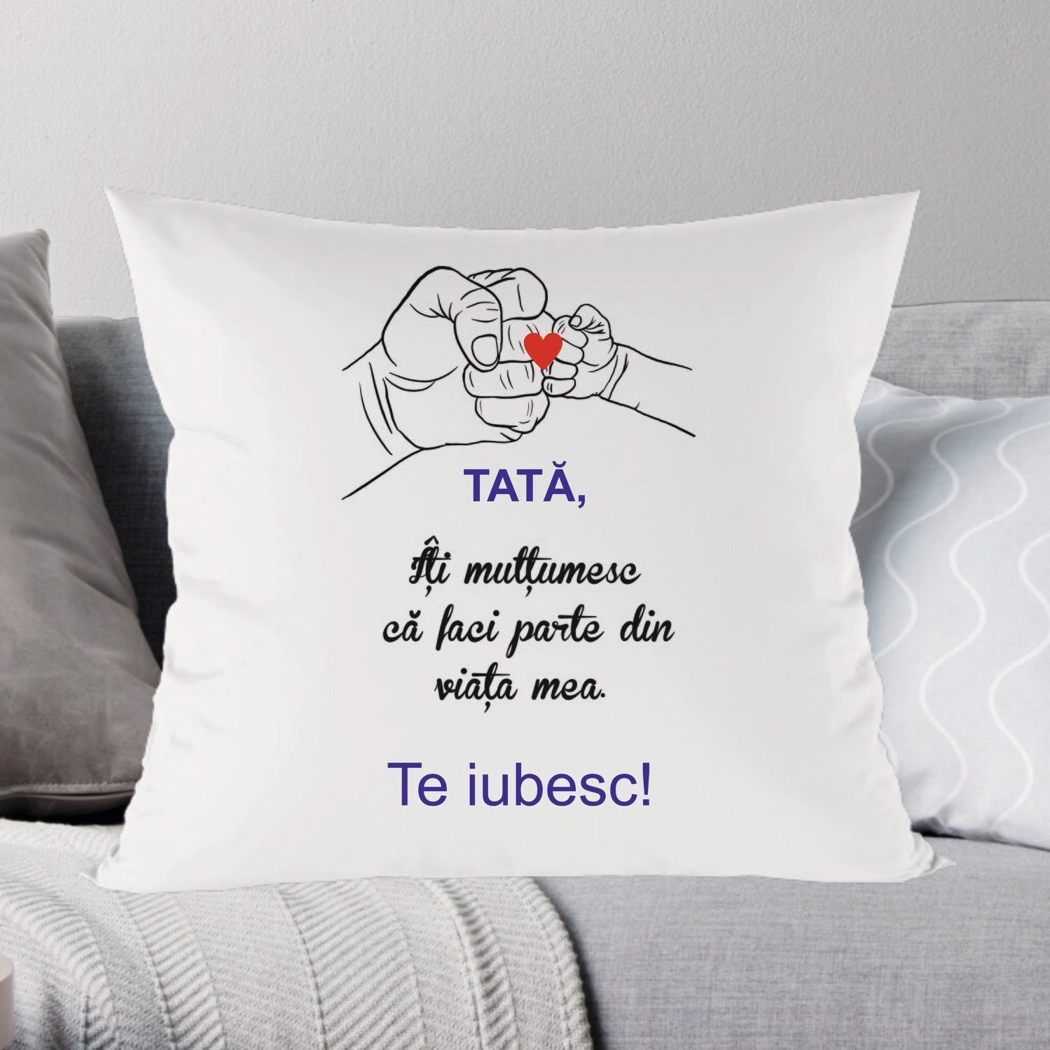 Pernă cadou pentru tată – „Tata te iubesc!”