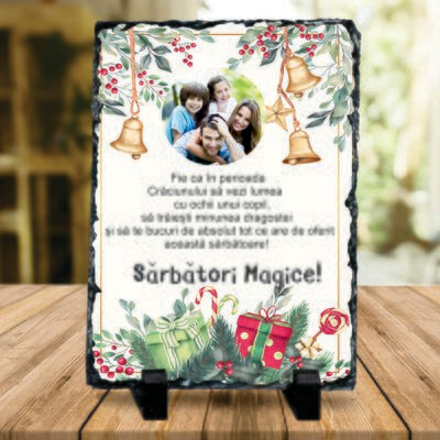 Piatra ardezie personalizată cu poză – Cadou magic de Crăciun pentru cei dragi