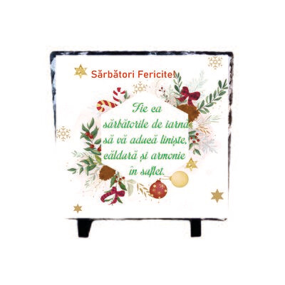 Piatra ardezie decorativă de Crăciun – Mesaj festiv pentru suflet și decor