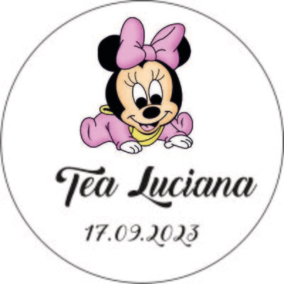 Etichetă Mărturie Botez Fetiță – Model Minnie Baby