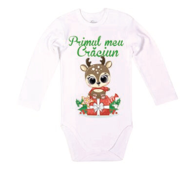 Body alb Primul meu Craciun cu ren