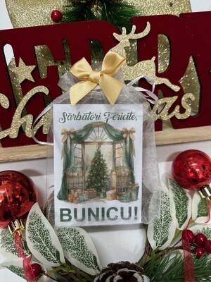 Magnet Crăciun „Sărbători Fericite, Bunicu!” – Cadou Simbolic de Sărbători