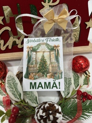 Magnet de Frigider Crăciun „Sărbători Fericite, Mamă!” – Cadou Simbolic de Crăciun