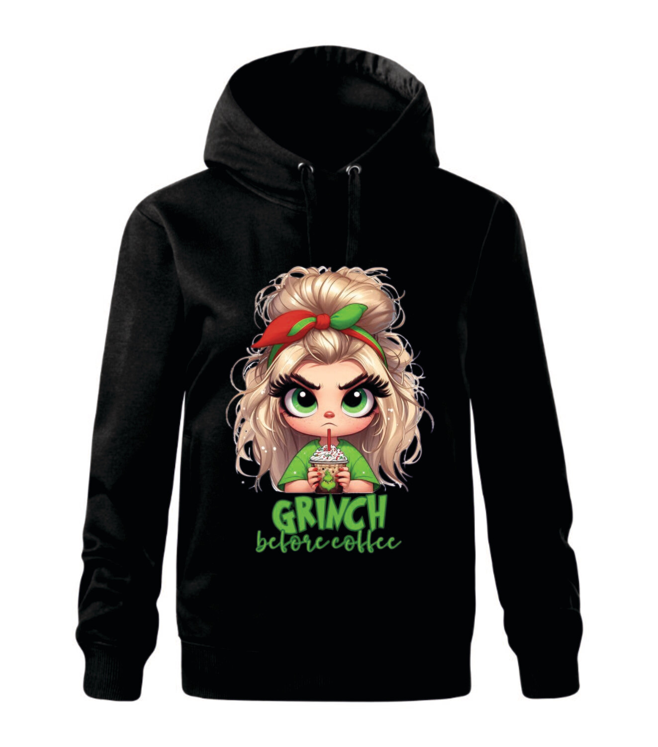 Hanorac femei - Grinch before coffee