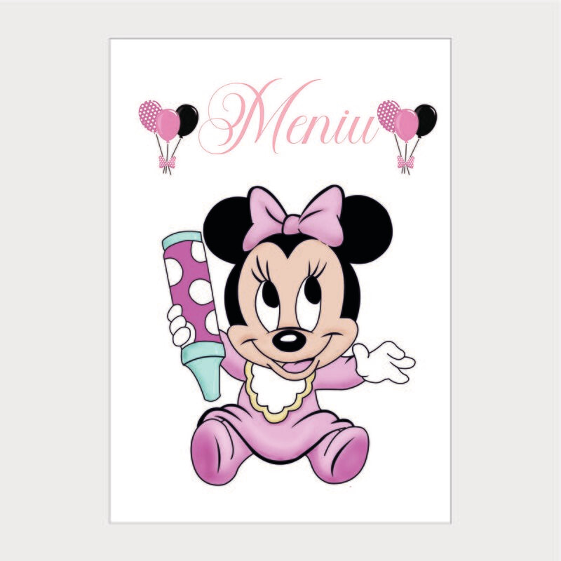 Meniu Botez Tip Carte – Model 2 Minnie Baby