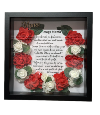 Tablou 3d cu flori si mesaj pentru mama