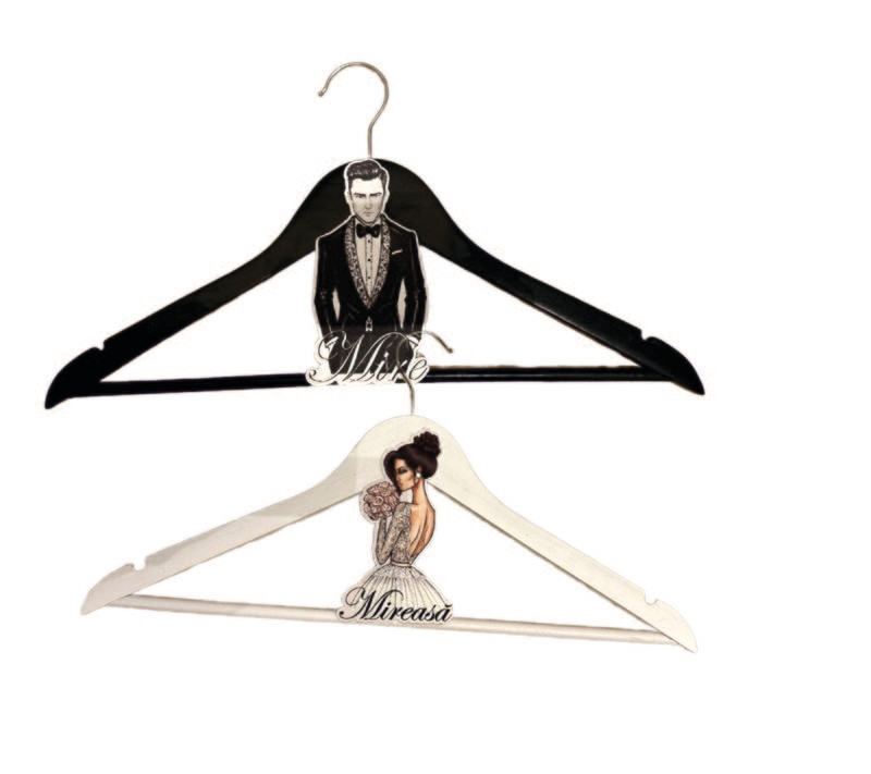 Set Elegant Umerașe pentru Mireasă și Mire – Design Alb și Negru