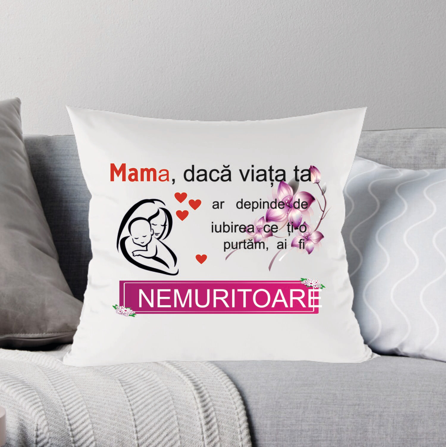 Pernă pentru mama - mesaj emoționant