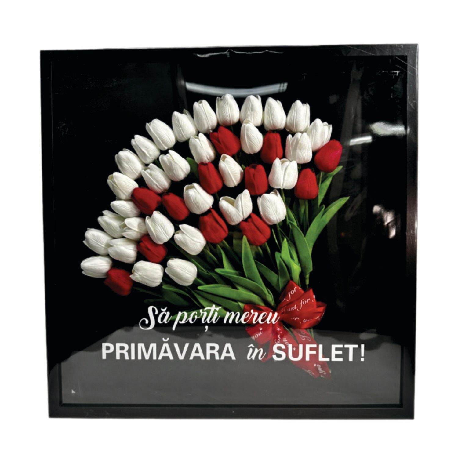 Tablou 3D cu lalele  si mesaj - Să porți mereu primavara in suflet