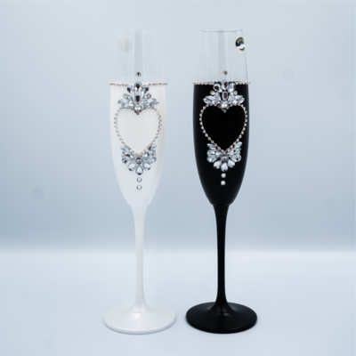 Set Pahare Nuntă Personalizate „Cristal Heart” - 250 ml, 2 Bucăți