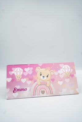 Invitație Botez Fetiță – Model Ursuleț Roz | Carton Mat 250g | Personalizată