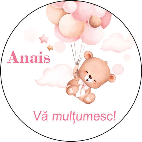 Etichetă Mărturie Botez Fetiță – Ursuleț cu Baloane