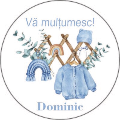 Etichetă Mărturie Botez – Model 3 | Rotundă 4 cm