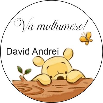 Etichetă Mărturie Botez Rotundă – Model 2 Ursuleț