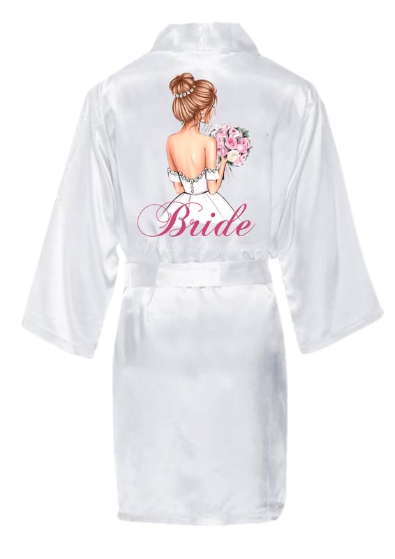 Halat mireasă Model 22 „Bride” – inscripție roz, mărime universală