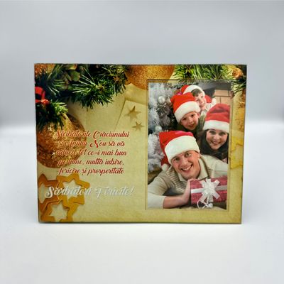Rama foto din sticla cu mesaj de craciun