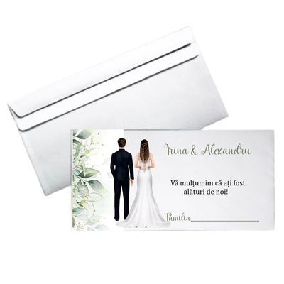 Plic bani nuntă personalizat – hârtie 80g, format DL