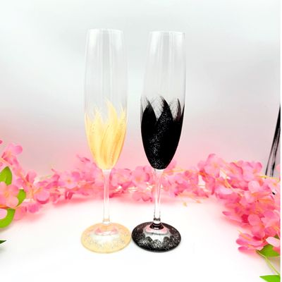 Set Pahare pentru Nași – Pictură  Auriu &amp; Negru