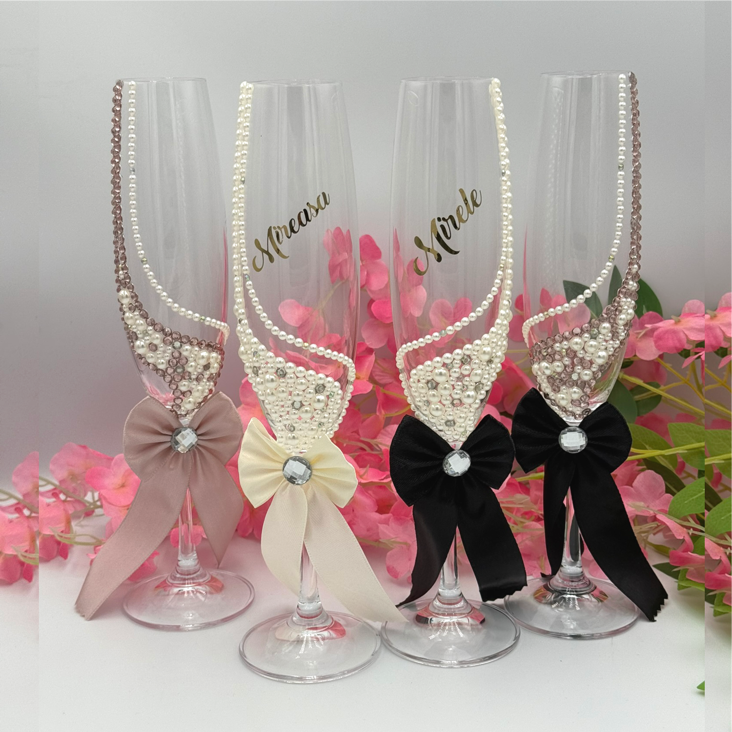 Set 4 pahare pentru nunta Miri si Nasi