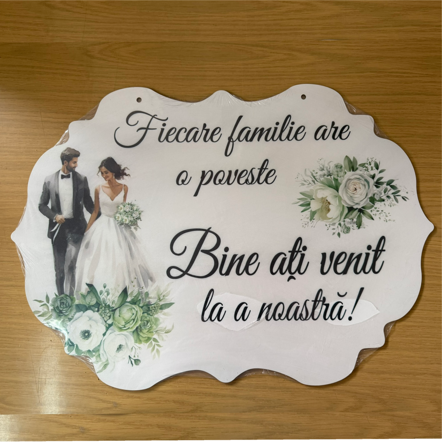 Plăcuță decorativă nuntă - mesaj de bun venit pentru invitați