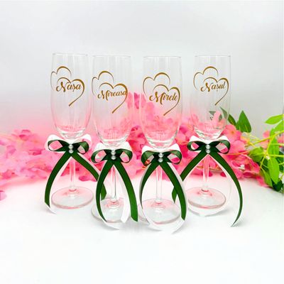 Set pahare pentru nuntă, 4 bucati Miri și Nași