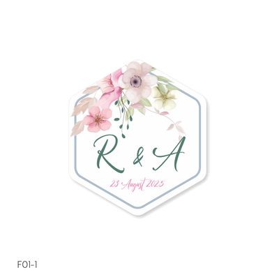 Etichete personalizate pentru nuntă – Colecția Flowers F01 (4 forme)