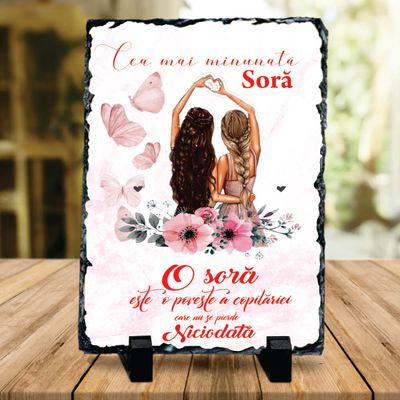 Piatra ardezie 13x18 cm – Cea mai minunată soră, cu mesaj emoționant