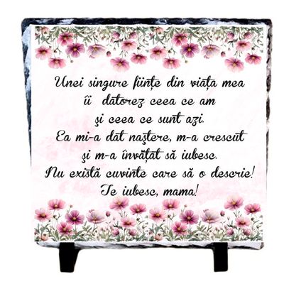 Piatra ardezie 20x20 cu mesaj Mamă