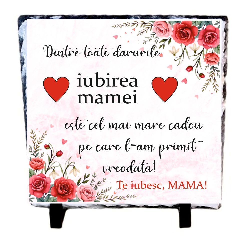 Piatră Ardezie mesaj pentru Mamă - 20x20 cm