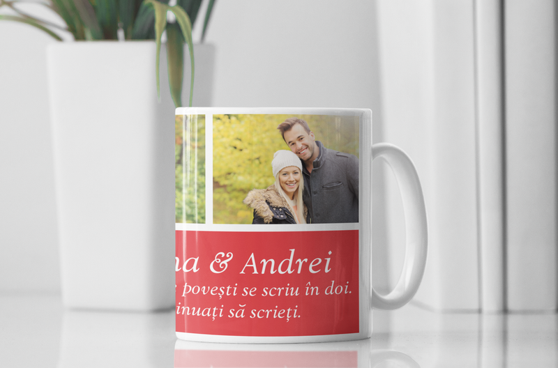 Cană personalizată cu 3 poze și text