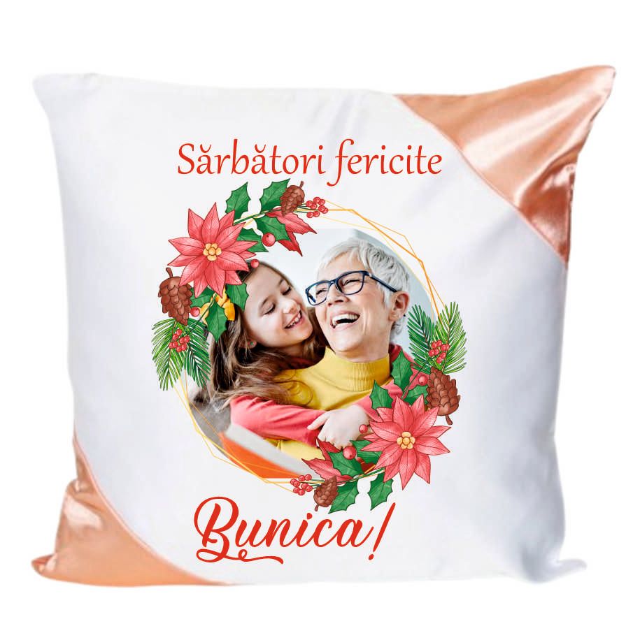 Perna personalizata cu poza si text ,, Sarbatori fericite, Bunica!