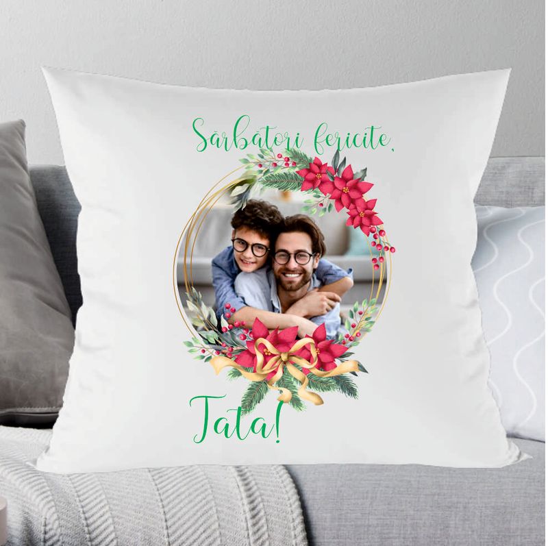 Perna personalizata cu poza si text ,, Sarbatori fericite, Tata!