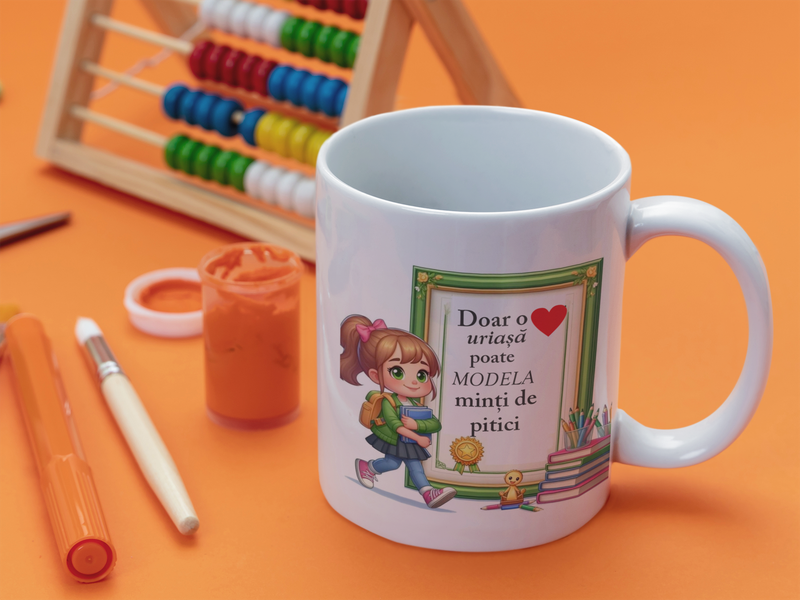 Cana cadou educatoare / invatatoare – "Doar o inima uriasa poate modela minti de pitici" 💚 Cana cadou educatoare / invatatoare – "Doar o inima uriasa poate modela minti de pitici" 💚