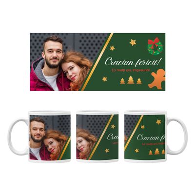 Cana personalizata cu poza si mesaj, motive de Craciun