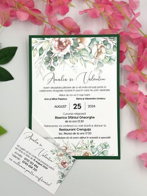Splendoare de Eucalipt - Invitație de Nuntă Eleganță Naturală și Rafinament Floral | model Elegance