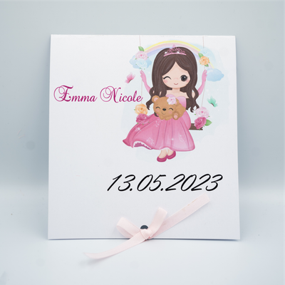 Invitație Botez Fetiță – Model 123 Prințesă Roz