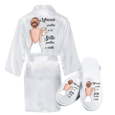 Set halat cu papuci - Mireasa pentru o zi, Sotie pentru o viata