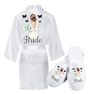 Set halat și papuci „Bride” – Model 5, inscripție elegantă, ideal pentru mireasă