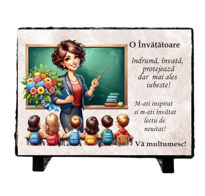 Piatra Ardezie 13x18 cu mesaj Invatatoare