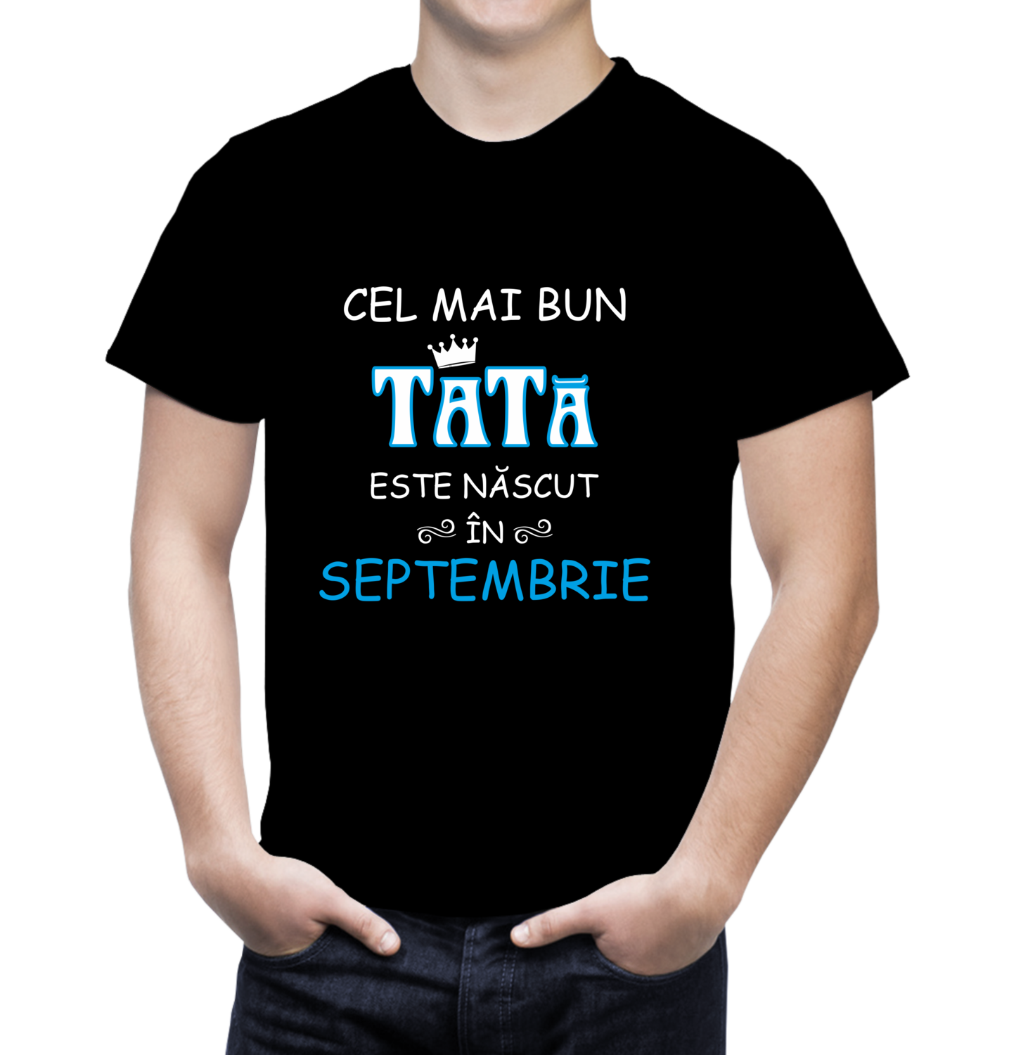 Tricou personalizat „Cel mai bun tată este născut în...” – bumbac 100%, pentru un super aniversat