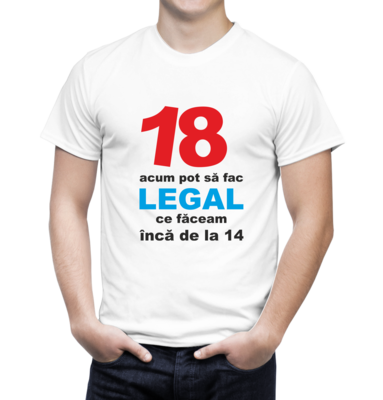 Tricou personalizat 18 ani – bumbac 100%, cu mesaj haios și nonconformist