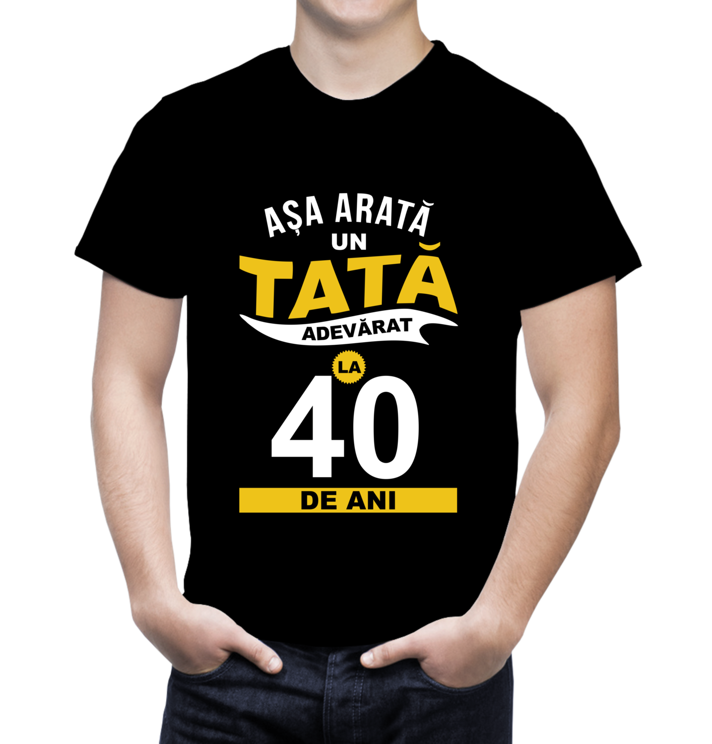 Tricou personalizat „Așa arată un tată adevărat la X ani” – bumbac 100%, ideal pentru aniversări