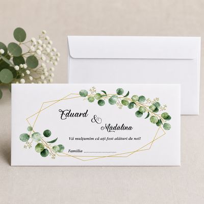 Plic personalizat cu nume miri pentru nunta, DL 110x220 mm., hartie 80 gr.