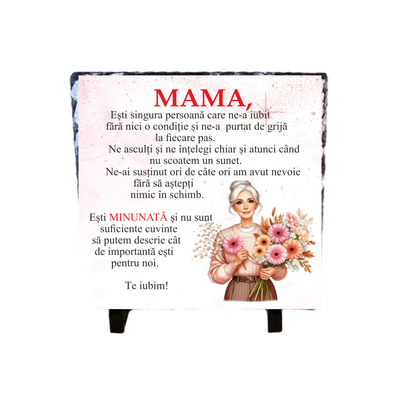 Piatra ardezie – Mesaj sincer și cald pentru Mama , 20x20 cm