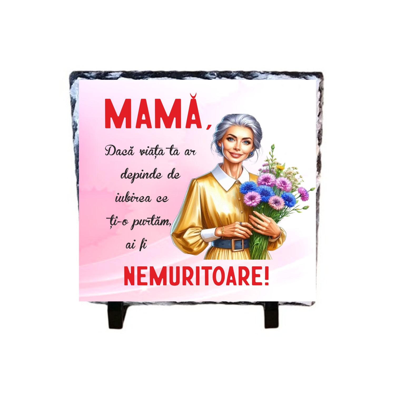 Piatra ardezie – Mesaj emoționant pentru mama ta 14x14 cm