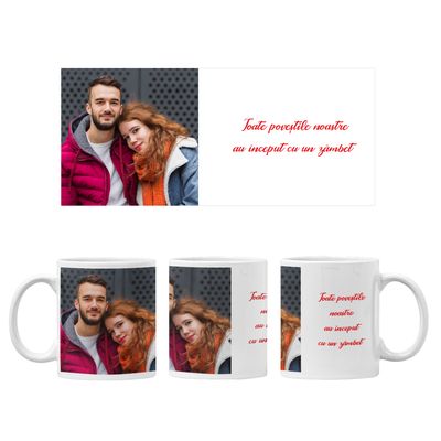 Cana personalizată cu o poză și text, 330 ml.